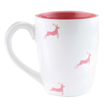 Pink Running Deer Decorative Handcraft Ceramic Coffee Mug